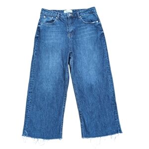 Zara Woman Super High Rise Wide Leg Jeans Medium Wash Cropped Flare size 4/6